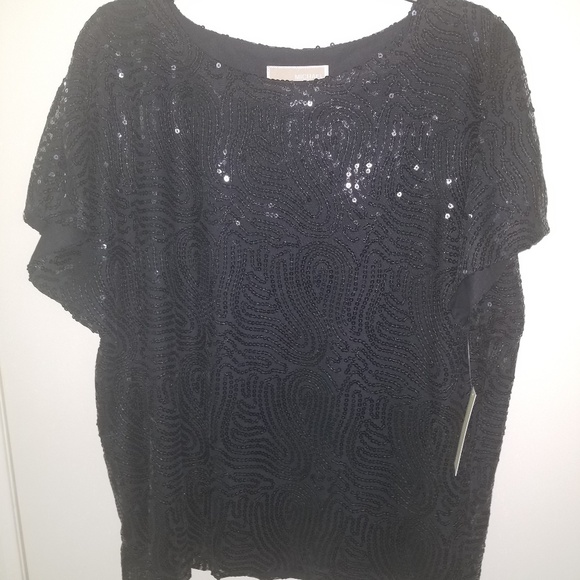 MICHAEL Michael Kors Tops - Michael Kors Black sequin short sleeve blouse